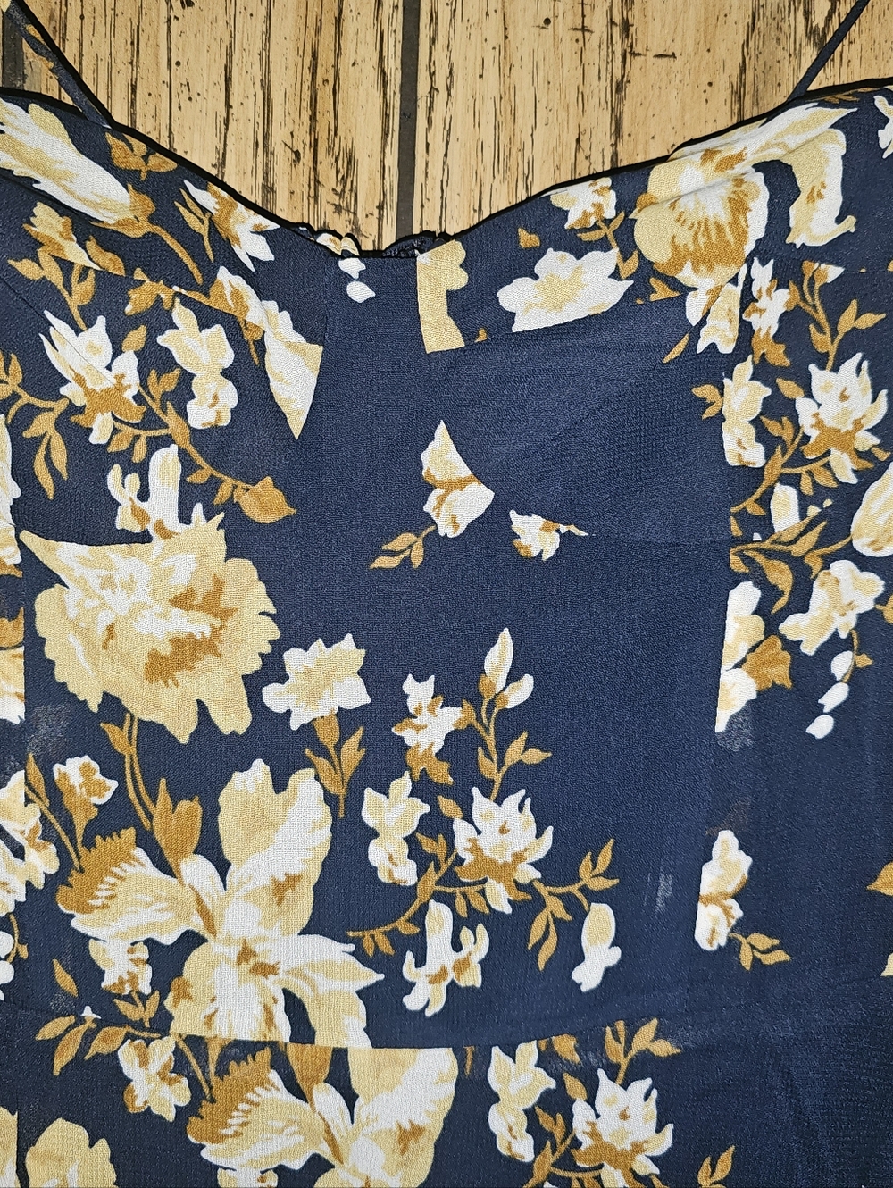 Reformation Black Floral Midi Slip Dress with Gold and Cream Blooms - Picture 8 of 11